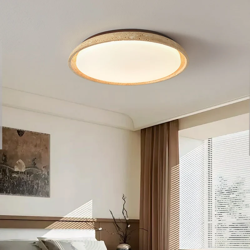 Solvessa | Moderne LED Deckenleuchte aus Acryl und Travertin für Schlafzimmer und Wohnbereich (4W)
