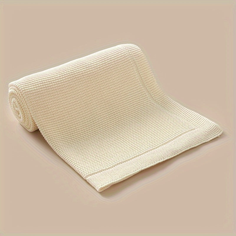 Weiche Baumwollstrickswaddle-Decke - Einfarbig, Geometrisches Muster, Perfekt für Verschiedene Anlässe