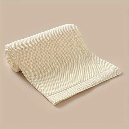 Weiche Baumwollstrickswaddle-Decke - Einfarbig, Geometrisches Muster, Perfekt für Verschiedene Anlässe