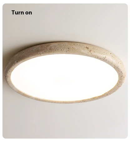 Travessa Sol | LED Deckenleuchte aus gelbem Travertin im Wabi-Sabi Stil