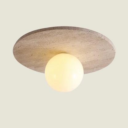 Solvessa | Moderne LED Deckenleuchte aus Acryl und Travertin für Schlafzimmer und Wohnbereich (4W)