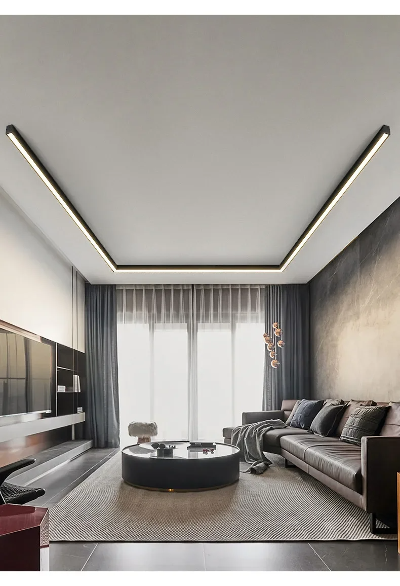 Nahaufnahme der schwarzen LineaLux LED-Deckenleuchte mit hochwertigen Materialien
