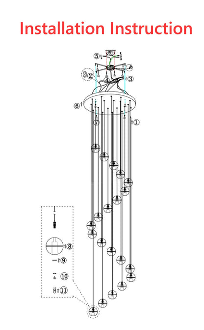 Cernobbio | Kristallpendelleuchte – Moderne LED-Hängeleuchte mit Edelstahl & Klarglas, Warm/Kaltlicht