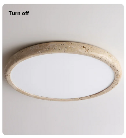 Travessa Sol | LED Deckenleuchte aus gelbem Travertin im Wabi-Sabi Stil