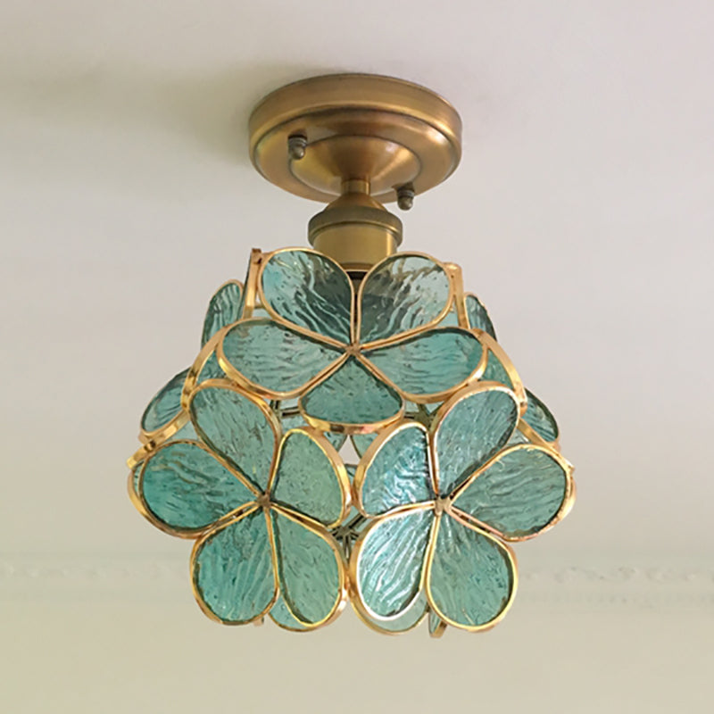 VitaBlossom | Retro-Stil Bunte Glas Deckenlampe mit Blumenmuster