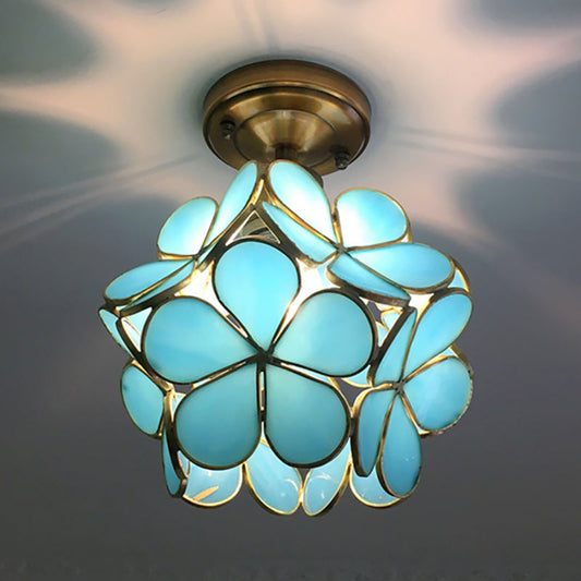 VitaBlossom | Retro-Stil Bunte Glas Deckenlampe mit Blumenmuster