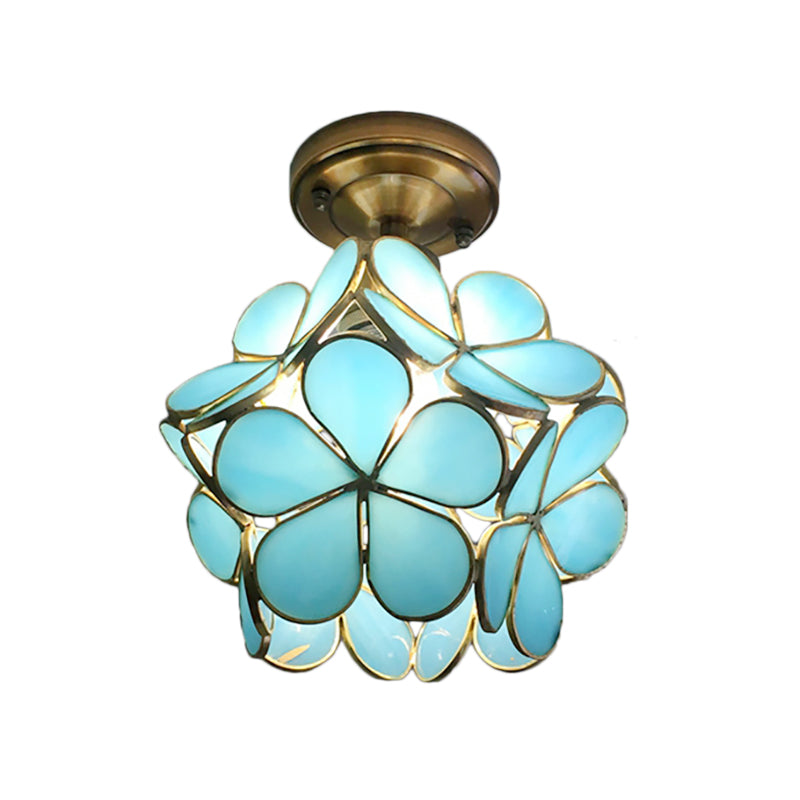 VitaBlossom | Retro-Stil Bunte Glas Deckenlampe mit Blumenmuster