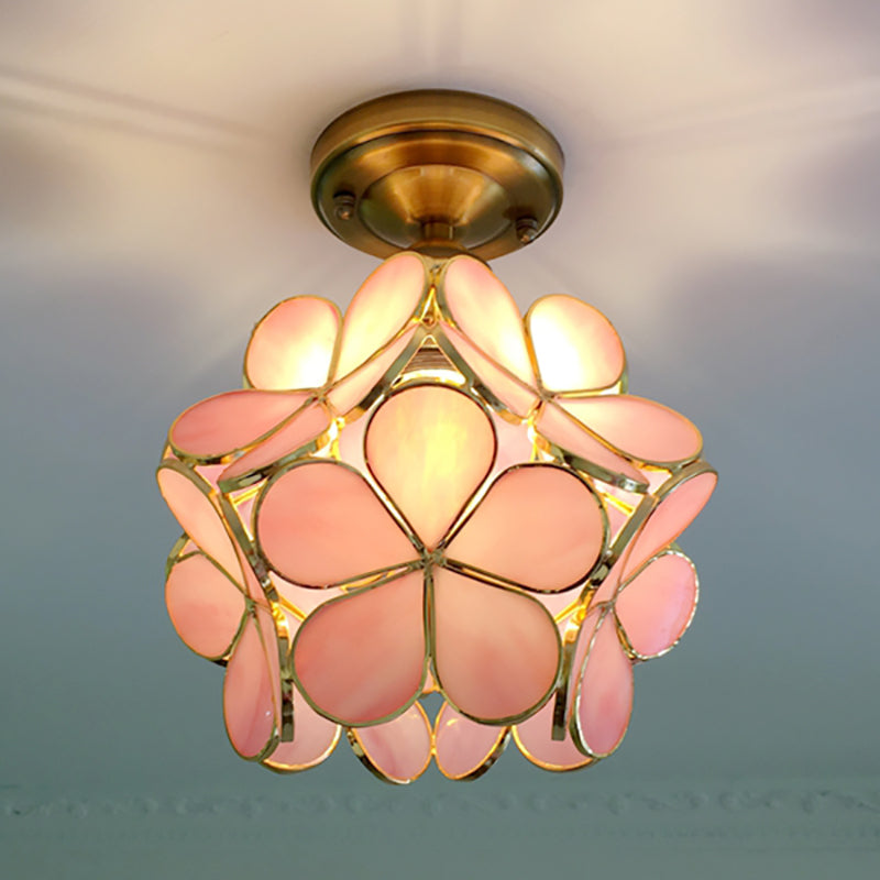 VitaBlossom | Retro-Stil Bunte Glas Deckenlampe mit Blumenmuster