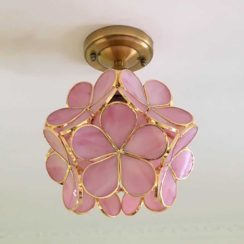 VitaBlossom | Retro-Stil Bunte Glas Deckenlampe mit Blumenmuster