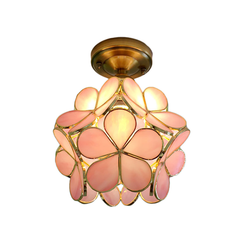 VitaBlossom | Retro-Stil Bunte Glas Deckenlampe mit Blumenmuster