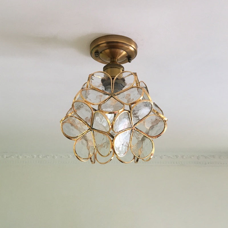 VitaBlossom | Retro-Stil Bunte Glas Deckenlampe mit Blumenmuster
