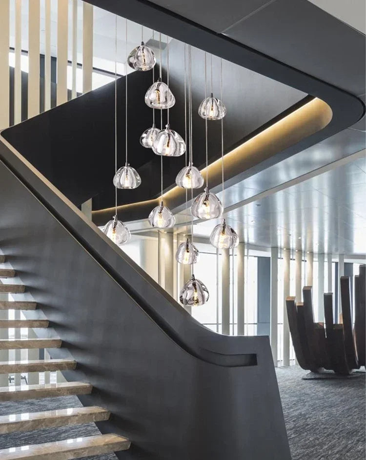 Cernobbio | Kristallpendelleuchte – Moderne LED-Hängeleuchte mit Edelstahl & Klarglas, Warm/Kaltlicht