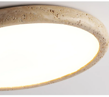 Travessa Sol | LED Deckenleuchte aus gelbem Travertin im Wabi-Sabi Stil