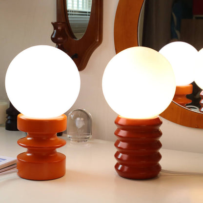 RetroGlow | Tischlampe in Orange mit massivem Glas