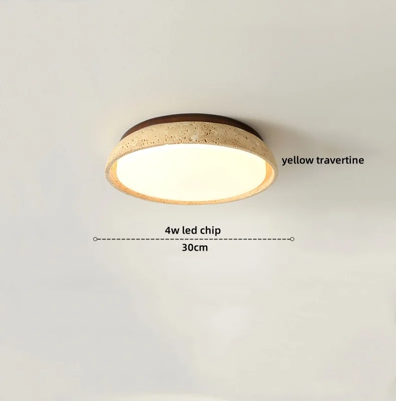 Solvessa | Moderne LED Deckenleuchte aus Acryl und Travertin für Schlafzimmer und Wohnbereich (4W)