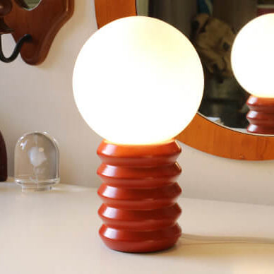 RetroGlow | Tischlampe in Orange mit massivem Glas