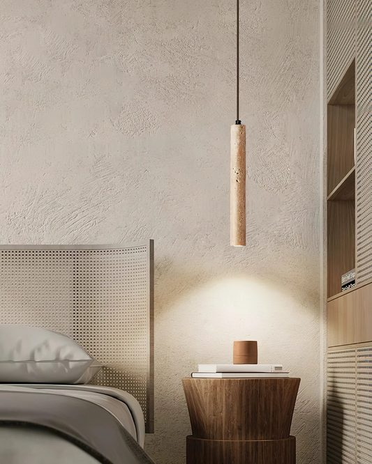 TravertSäule | Pendelleuchte – Minimalistische Eleganz aus Naturstein