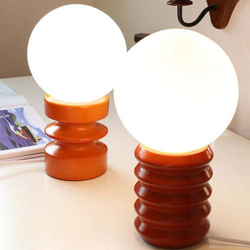RetroGlow | Tischlampe in Orange mit massivem Glas
