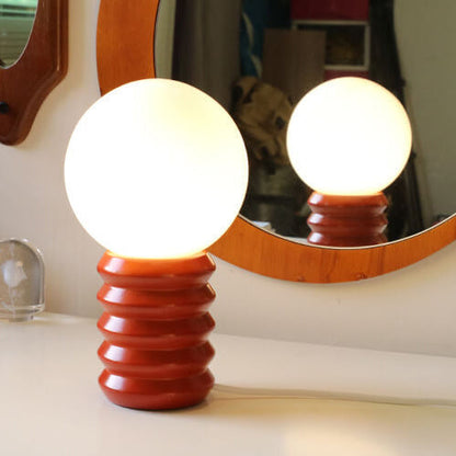RetroGlow | Tischlampe in Orange mit massivem Glas