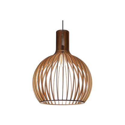 HimmlischeLeuchte | Deckenlampe – Elegante Schwarze LED-Hängeleuchte aus Holz