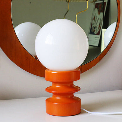 RetroGlow | Tischlampe in Orange mit massivem Glas