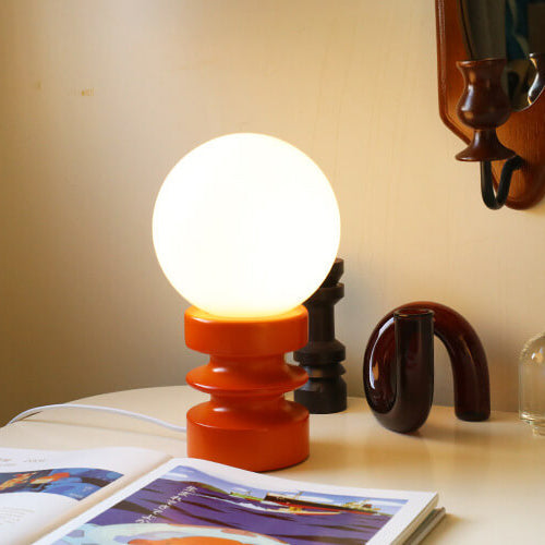 RetroGlow | Tischlampe in Orange mit massivem Glas