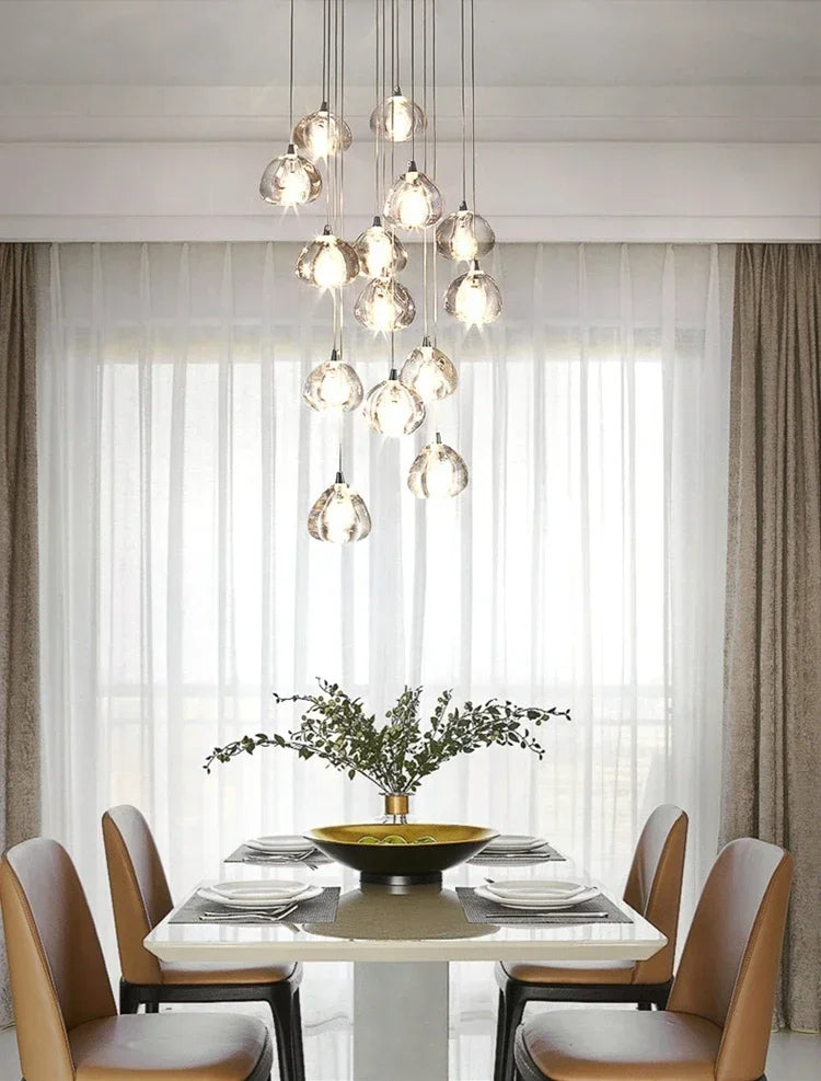 Cernobbio | Kristallpendelleuchte – Moderne LED-Hängeleuchte mit Edelstahl & Klarglas, Warm/Kaltlicht