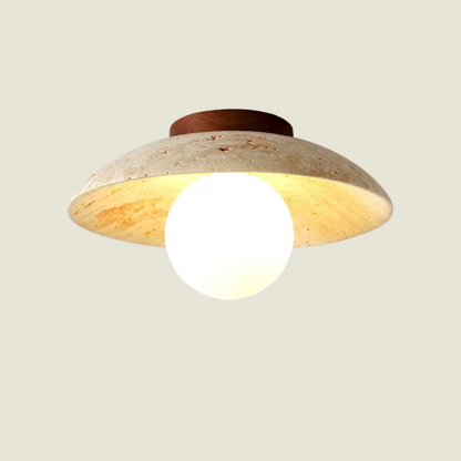 Solvessa | Moderne LED Deckenleuchte aus Acryl und Travertin für Schlafzimmer und Wohnbereich (4W)