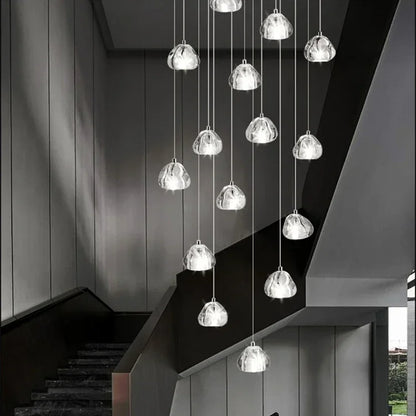 Cernobbio | Kristallpendelleuchte – Moderne LED-Hängeleuchte mit Edelstahl & Klarglas, Warm/Kaltlicht