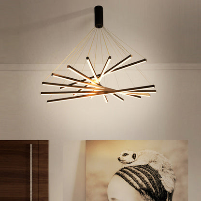 LumiStrata | Moderne LED-Pendellampe – Mehrstufige Metallleuchte, dimmbar mit Fernbedienung
