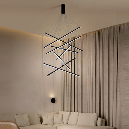 LumiStrata | Moderne LED-Pendellampe – Mehrstufige Metallleuchte, dimmbar mit Fernbedienung