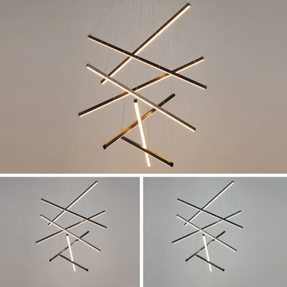 LumiStrata | Moderne LED-Pendellampe – Mehrstufige Metallleuchte, dimmbar mit Fernbedienung