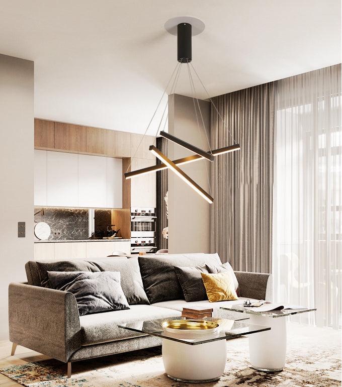 LumiStrata | Moderne LED-Pendellampe – Mehrstufige Metallleuchte, dimmbar mit Fernbedienung