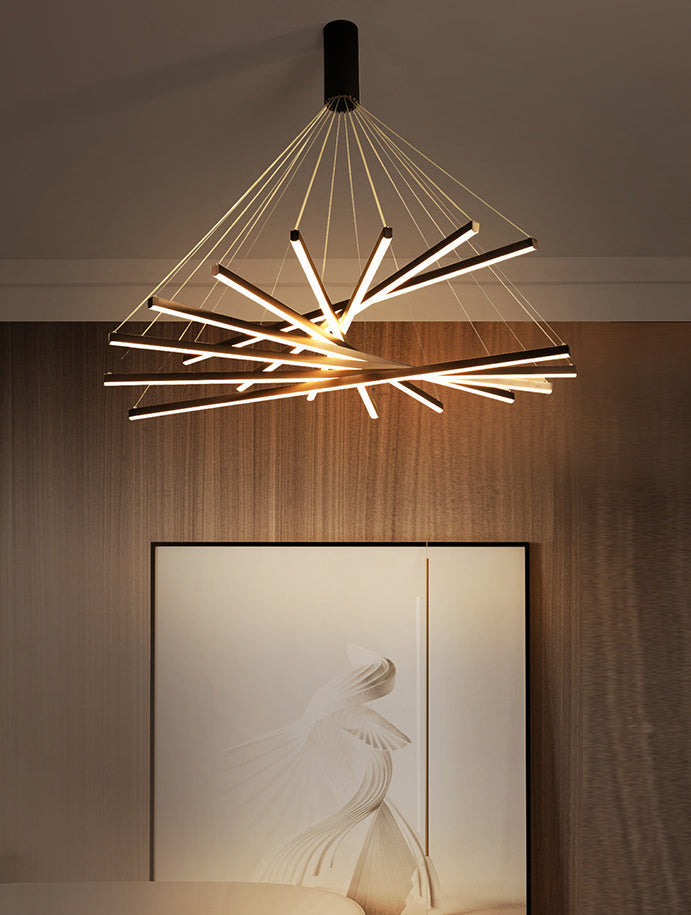 LumiStrata | Moderne LED-Pendellampe – Mehrstufige Metallleuchte, dimmbar mit Fernbedienung
