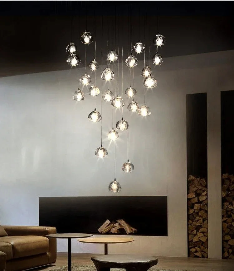 Cernobbio | Kristallpendelleuchte – Moderne LED-Hängeleuchte mit Edelstahl & Klarglas, Warm/Kaltlicht