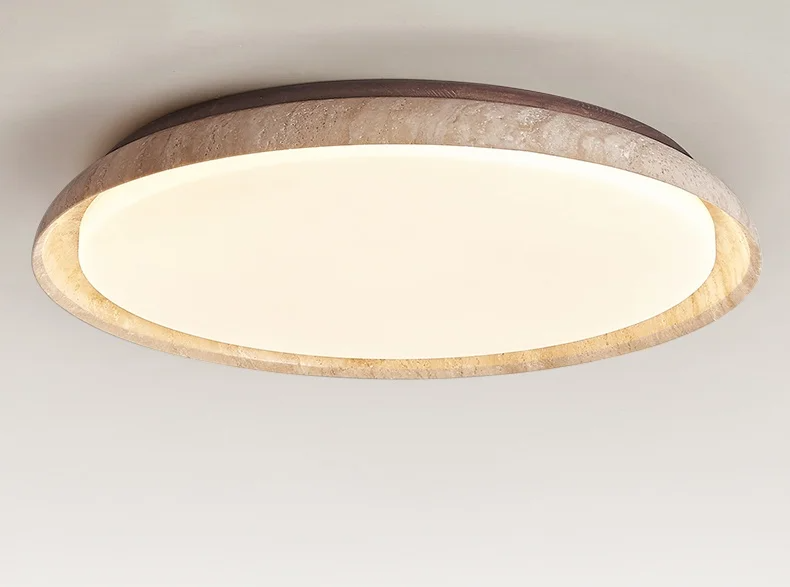 Solvessa | Moderne LED Deckenleuchte aus Acryl und Travertin für Schlafzimmer und Wohnbereich (4W)