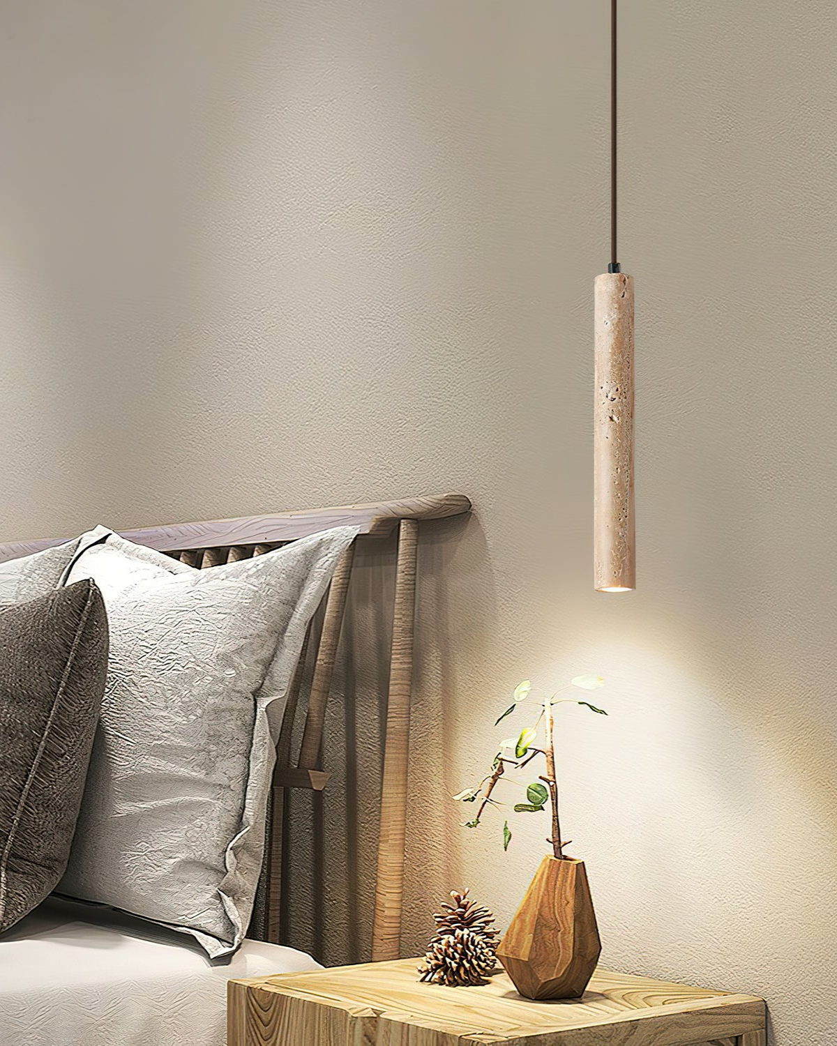 TravertSäule | Pendelleuchte – Minimalistische Eleganz aus Naturstein