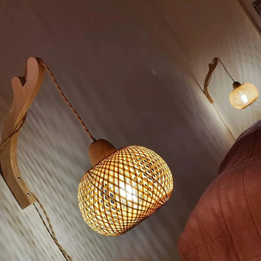 Rattano | Wandleuchte – Retro Rattan Design für Innenräume