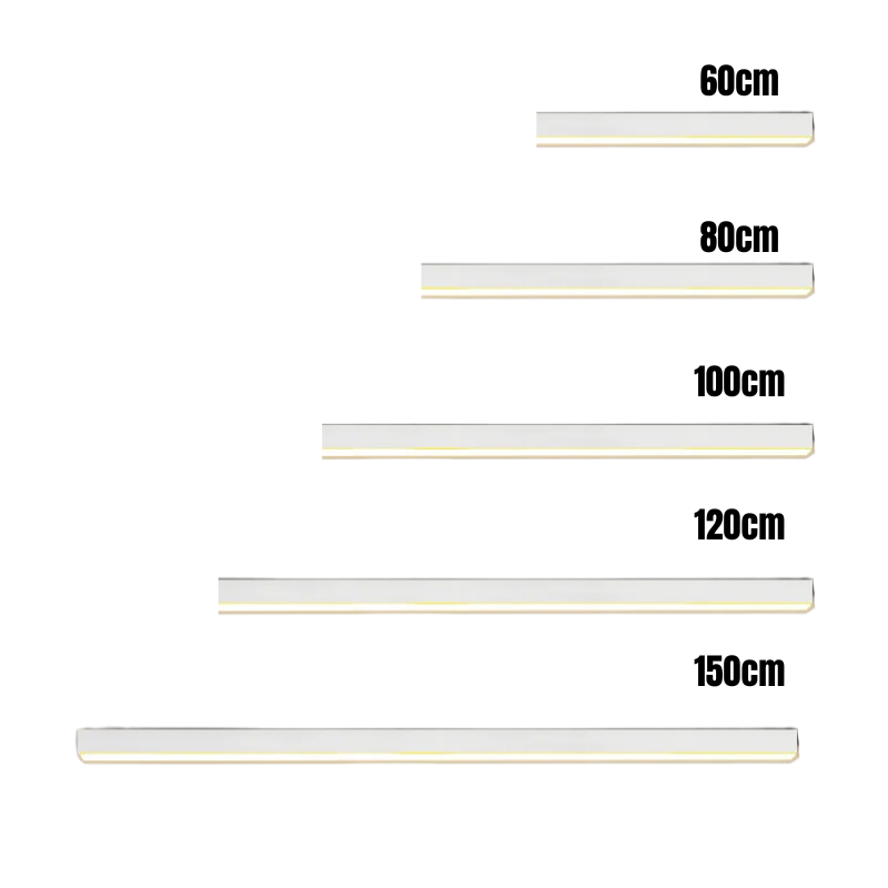 Weiße LineaLux LED-Deckenleuchte in einem hellen, minimalistischen Wohnzimmer