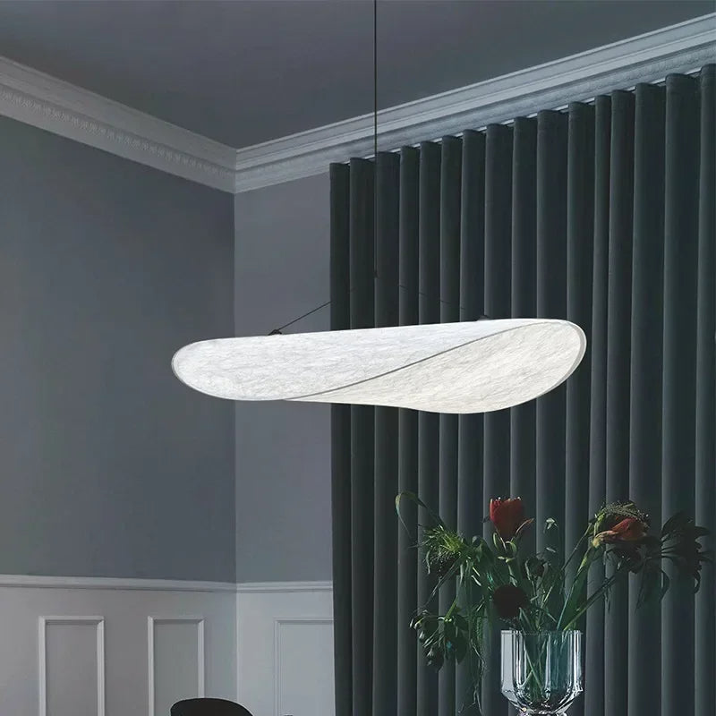 EclipseLicht | Japandi LED-Hängeleuchte aus Kunstseide & Metall, Dimmbar, Höhenverstellbar