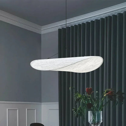 EclipseLicht | Japandi LED-Hängeleuchte aus Kunstseide & Metall, Dimmbar, Höhenverstellbar