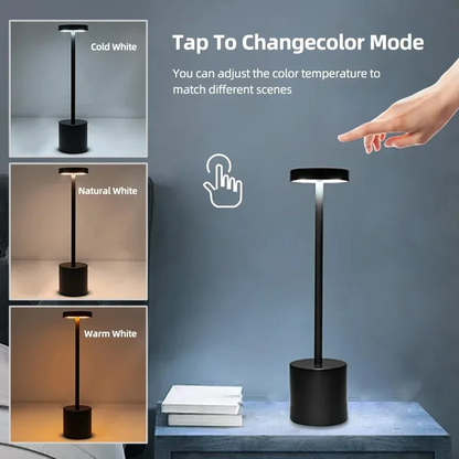 LichtAura | Wiederaufladbare LED Tischlampe mit Touch-Sensor – Einstellbare Farben für gemütliche Atmosphäre,