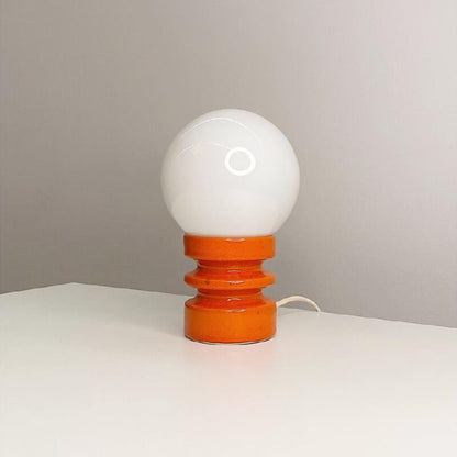 RetroGlow | Tischlampe in Orange mit massivem Glas