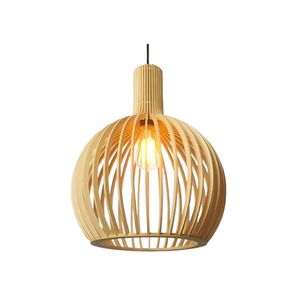 HimmlischeLeuchte | Deckenlampe – Elegante LED-Hängeleuchte in Natürlicher Holzfarbe, Weiches Warmes Licht, Modernes Design für Wohnzimmer, Esszimmer & Schlafzimmer