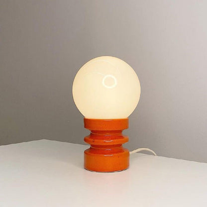RetroGlow | Tischlampe in Orange mit massivem Glas