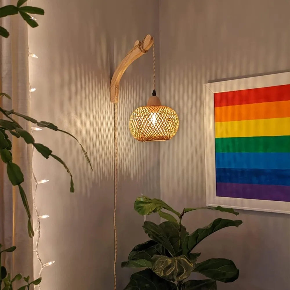 Rattano | Wandleuchte – Retro Rattan Design für Innenräume