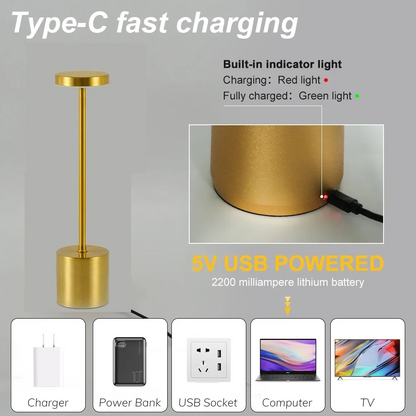 LichtAura | Wiederaufladbare LED Tischlampe mit Touch-Sensor – Einstellbare Farben für gemütliche Atmosphäre,