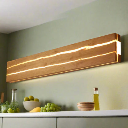 CrackLume | Holz-Wandleuchte – Moderne LED-Lampe mit Rissmuster aus Holz & Acryl, Warmes Licht