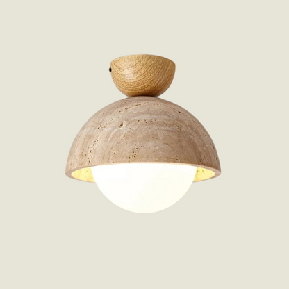 Solvessa | Moderne LED Deckenleuchte aus Acryl und Travertin für Schlafzimmer und Wohnbereich (4W)