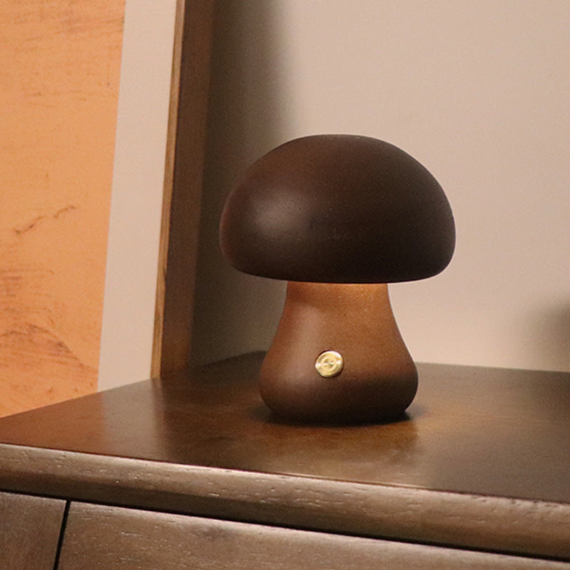 MushLumi | Holz-Pilz LED Nachtlampe mit Touch-Schalter